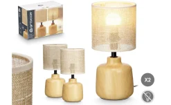 Set 2 lampade in ceramica marrone 14x5x29 cm