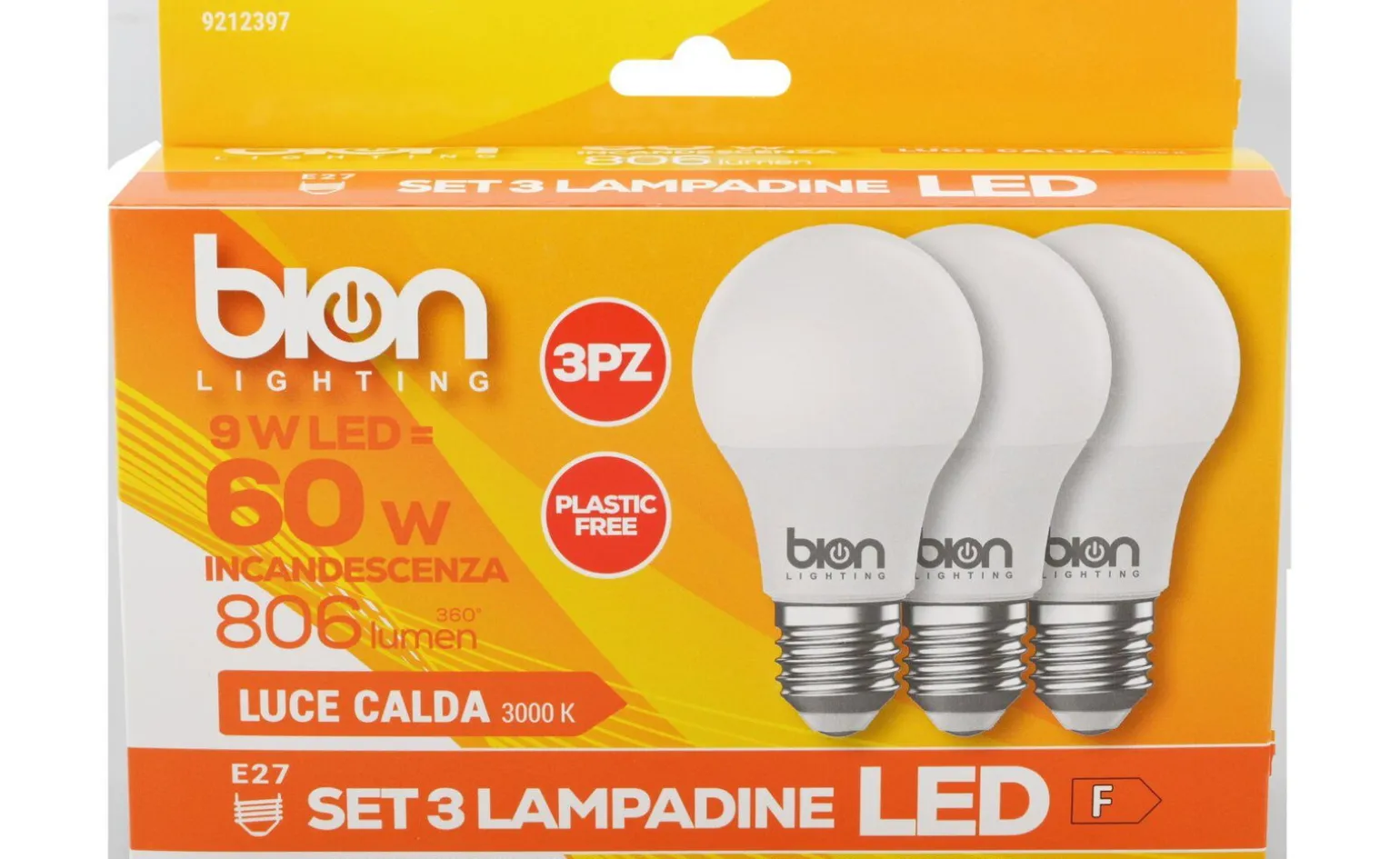 Set 3 lampadine goccia 9 W calda E27