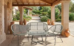 Set lounge Calipso 2 – divano, 2 poltrone e tavolino – grigio
