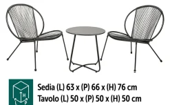 Set tavolino Calipso – tavolino e 2 sedie – nero