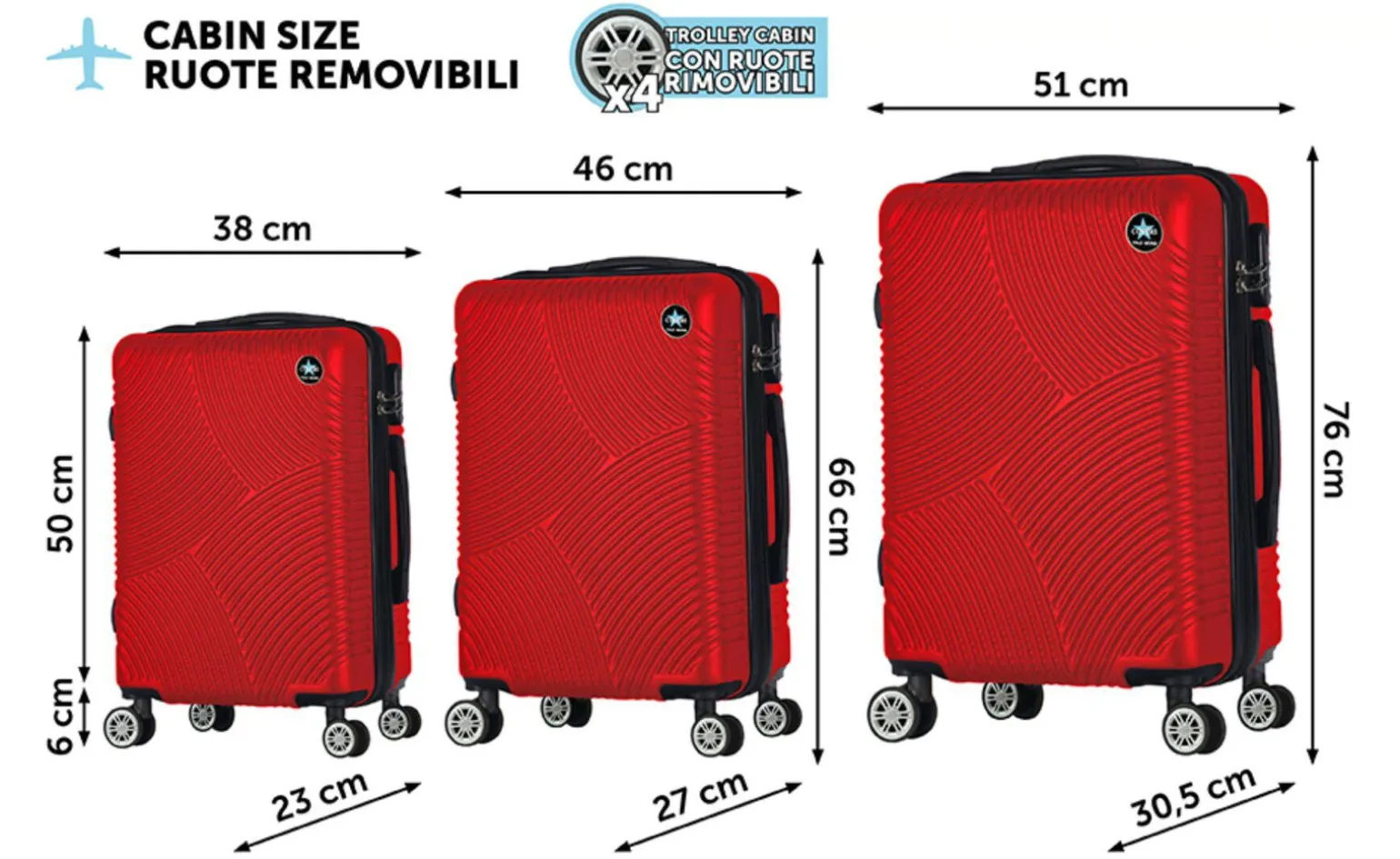 Set trolley Ortega rosso
