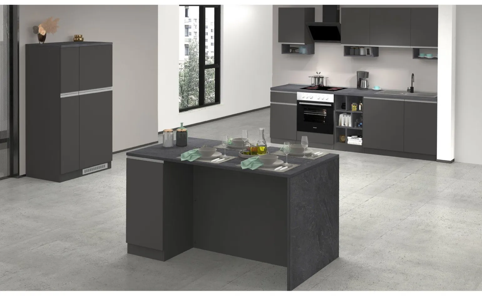 Snack isola 2 ante antracite L160 cm