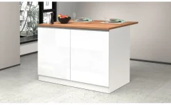 Snack isola 2 ante bianco lucido/rovere L125 cm