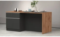 Snack isola 4 ante, 4 cassetti antracite opaco/rovere L200 cm