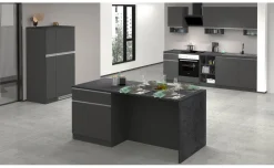 Snack isola 4 ante, 4 cassetti antracite L200 cm