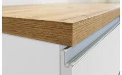 Snack isola 2 ante, 1 cassetto bianco lucido/rovere L155 cm