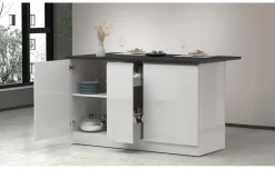 Snack isola 2 ante, 1 cassetto bianco lucido/antracite L155 cm