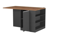 Snack isola 2 ante con vano giorno antracite opaco/rovere L160cm