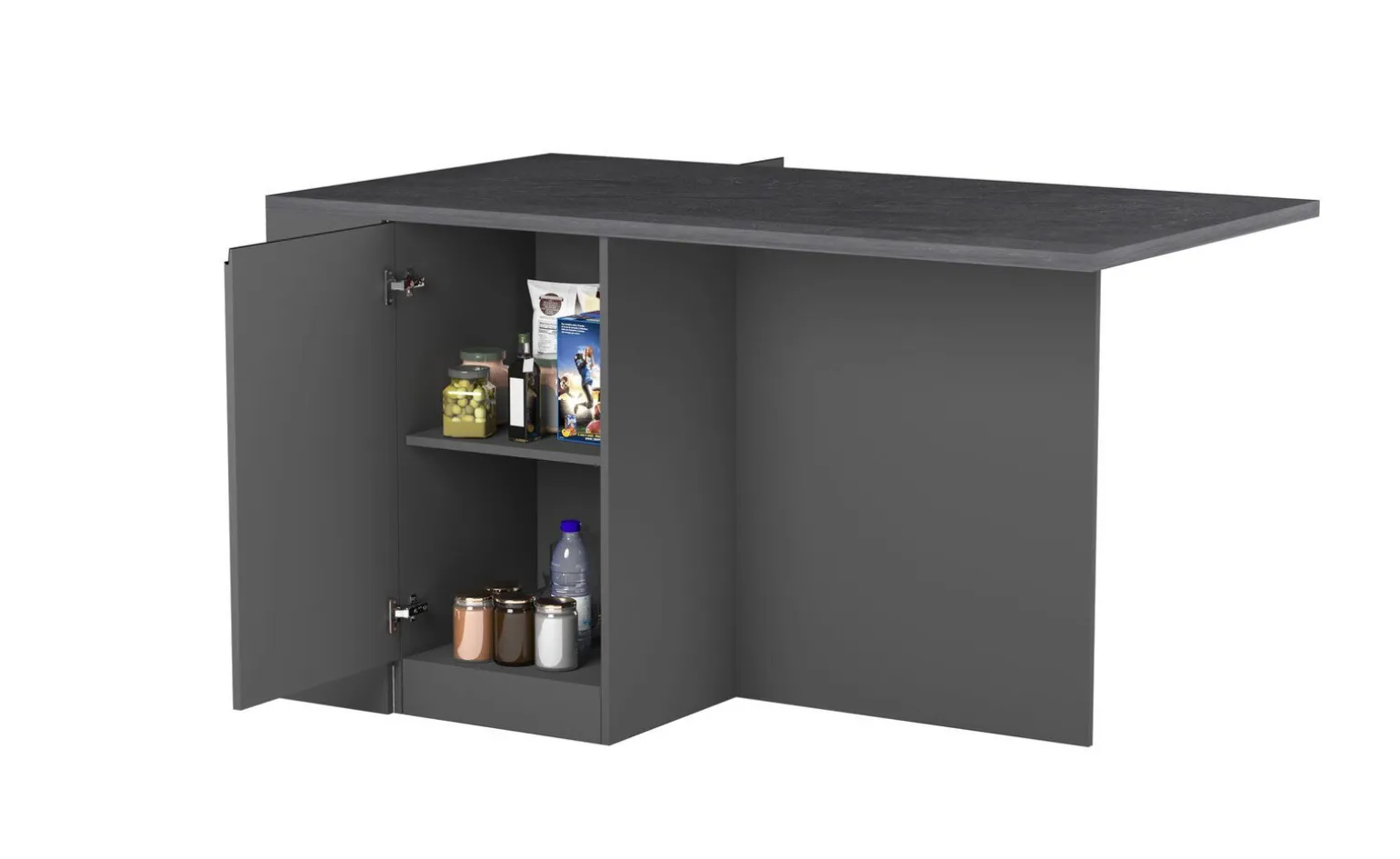 Snack isola 2 ante con vano giorno antracite L160cm