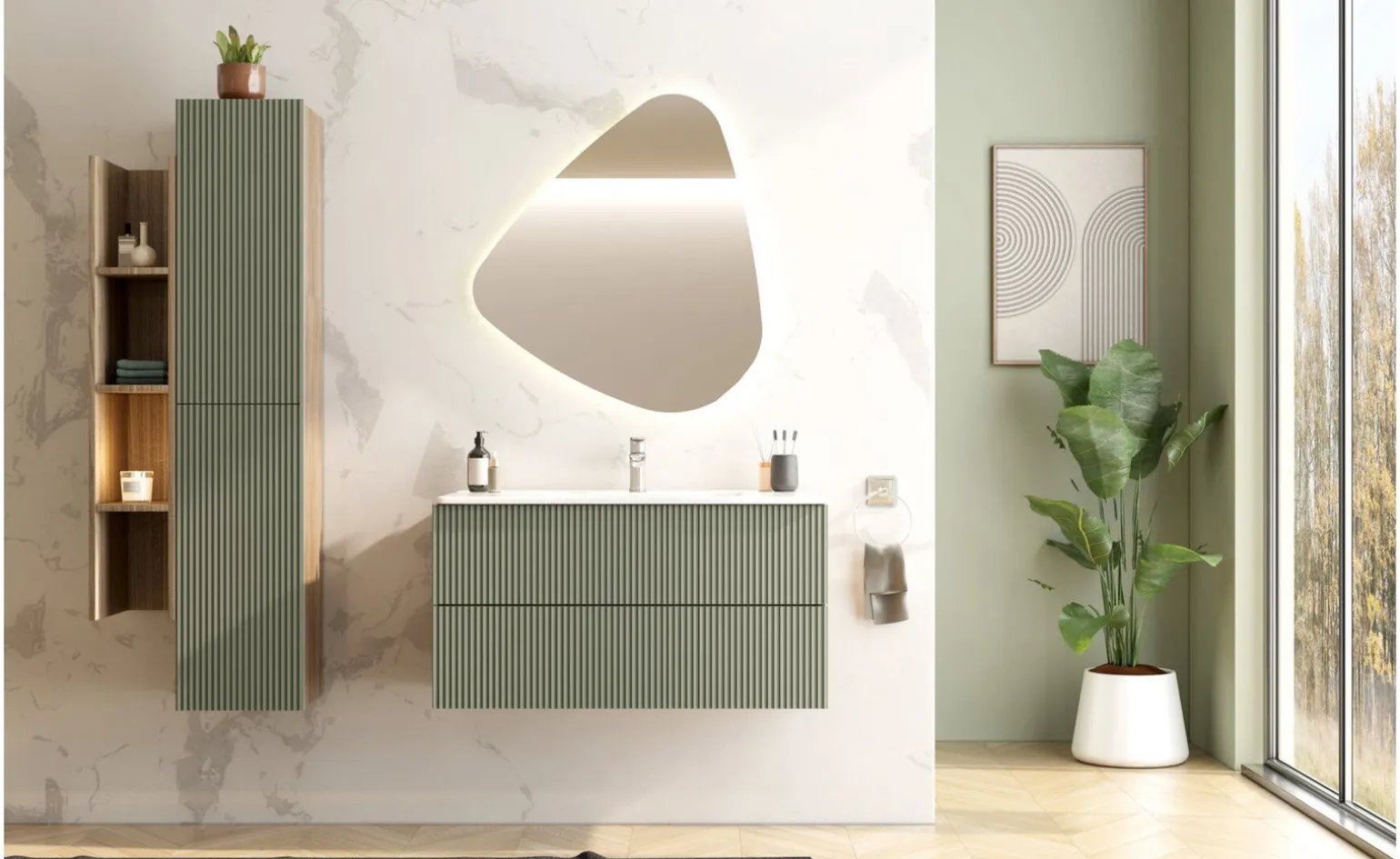 Specchiera sagomata con Led