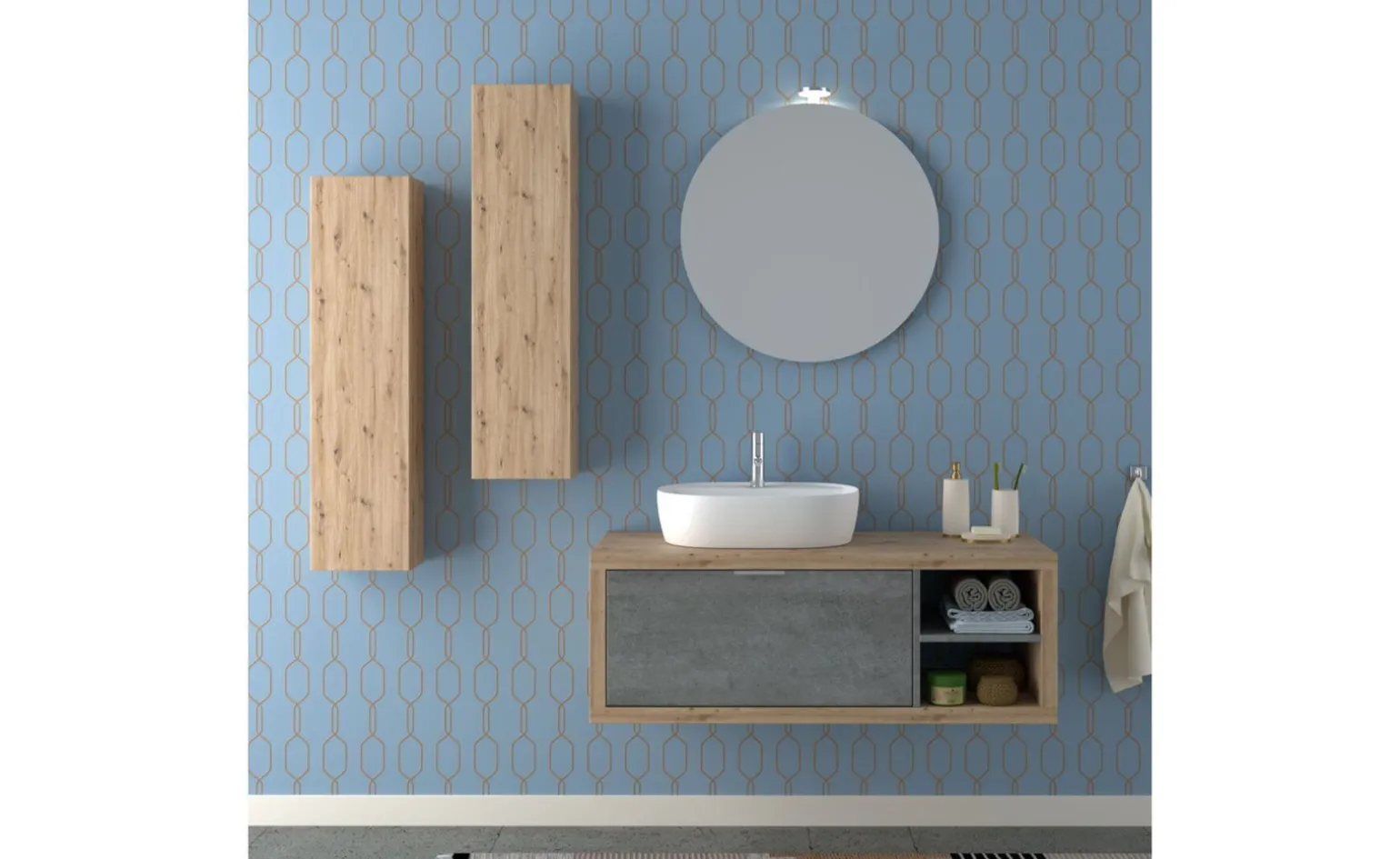 Specchiera tonda con lampada LED