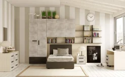 Stone ponte, 5 ante cemento e grigio cenere, letto con contenitore