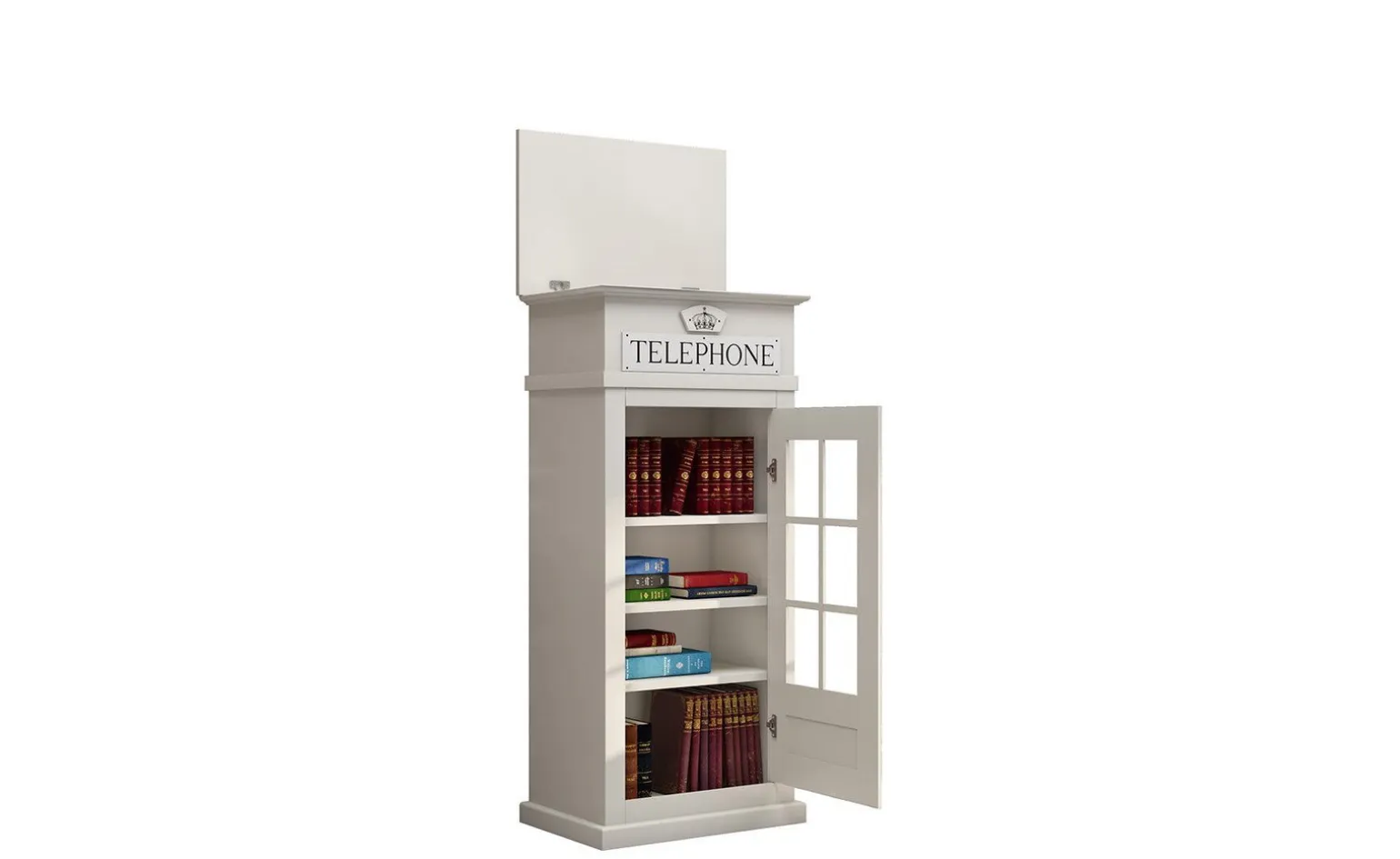 Street cabina libreria bianca con 1 anta battente in vetro
