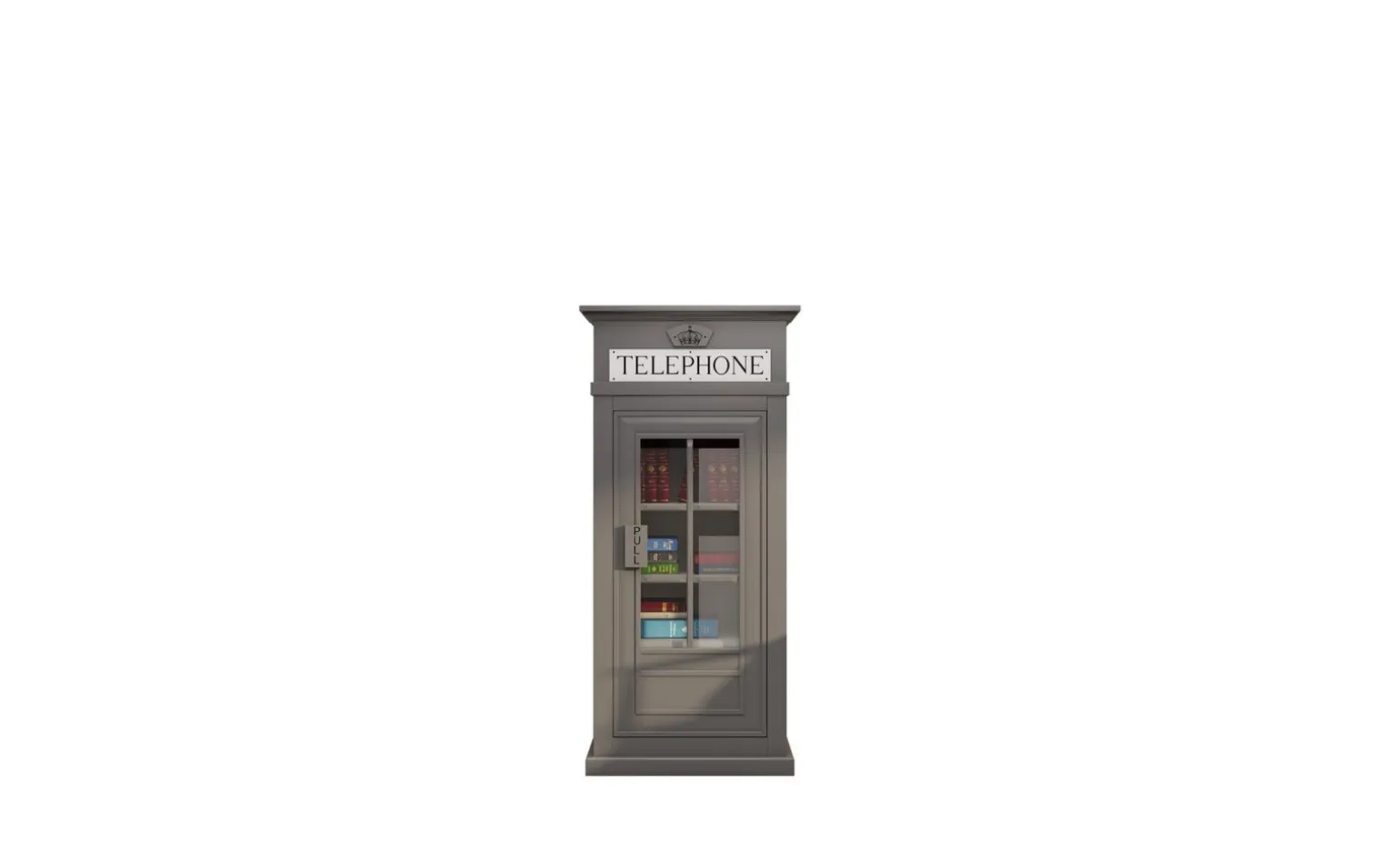 Street cabina libreria grigia con 1 anta battente in vetro
