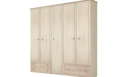 Susy armadio 5 ante battenti, cassettone a destra, betulla e legno naturale