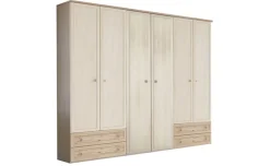 Susy armadio 6 ante battenti, 4 cassetti betulla e legno naturale