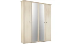 Susy armadio 4 ante battenti con specchio betulla e legno naturale