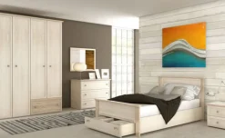 Susy cameretta betulla e legno naturale, letto piazza e mezzo con cassetto