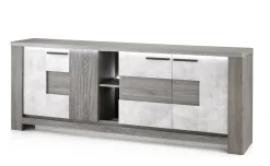 Tallin madia 4 ante legno scuro e pietra naturale