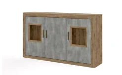 Tolosa credenza  3 ante in ribec cognac e beton oxid