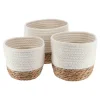 Tondo cesta in vimini e cotone bianco Ø17x14 cm