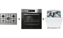 Trittico 75cm Gas + Forno Inox + Lavastoviglie Candy