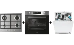 Trittico 60cm Gas Ghisa + Forno Inox + Lavastoviglie Candy