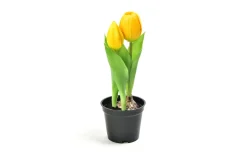 Tulipano giallo in gomma in vaso h21 cm
