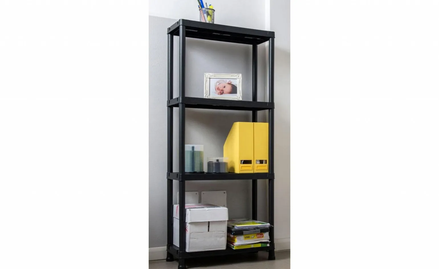 Universal scaffale 4 ripiani nero h138 cm