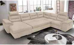 Vanity divano doppio angolo in tessuto beige