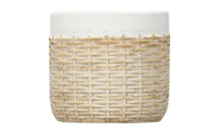 Vaso in cemento effetto rattan bianco Ø10 cm