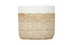 Vaso in cemento effetto rattan bianco Ø12 cm