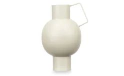 Vaso in metallo bombato crema h23 cm