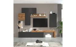 Vasto soggiorno colore antracite e rovere L300 cm
