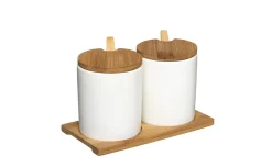 Vinegrette set portaspezie in ceramica e bamboo