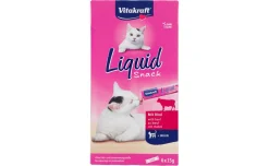 Vitakraft Liquid Snack Gatto con manzo + Inulin, 6 pezzi x 15 grammi