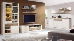 Volterra vetrina in laminato bianco e rovere