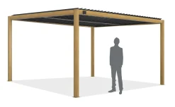 Wood pergola bioclimatica effetto Teak 4x4 metri
