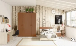 York cameretta betulla e ginger, letto piazza e mezza con contenitore