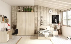 York cameretta betulla, letto piazza e mezza con contenitore