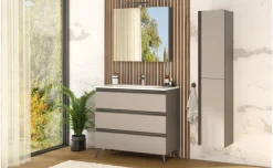 Young Base Bagno con Lavabo, Metallo Argento