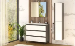 Young Colonna Bagno 2 Ante con Ripiani in Vetro, Bianco