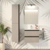 Young Colonna Bagno 2 Ante con Ripiani in Vetro, Metallo Argento