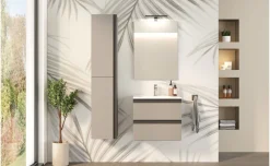 Young Colonna Bagno 2 Ante con Ripiani in Vetro, Metallo Argento