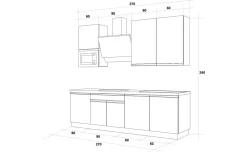 Young cucina completa L270 cm con piano induzione, disponibile in vari colori