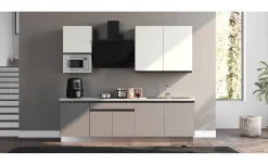 Young cucina completa L270 con piano a gas, argento e bianco