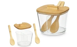 Zuccheriera doppia con tappo in bamboo